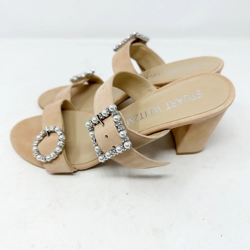 STUART WEITZMAN Pearl Geo Buckle 75 Slide NWOT in Size 8.5 - Picture 5 of 8